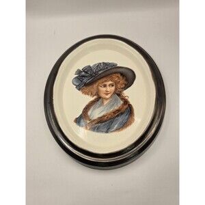Ceramic Porcelain Wall Decor Beautiful Edwardian Woman Portait 10" x  8"